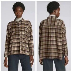 Everlane The Boxy Flannel plaid button down boxy shirt size small. Super soft.
